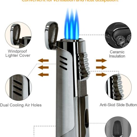 Triple Jet Flame Cigar Lighter with Punch4